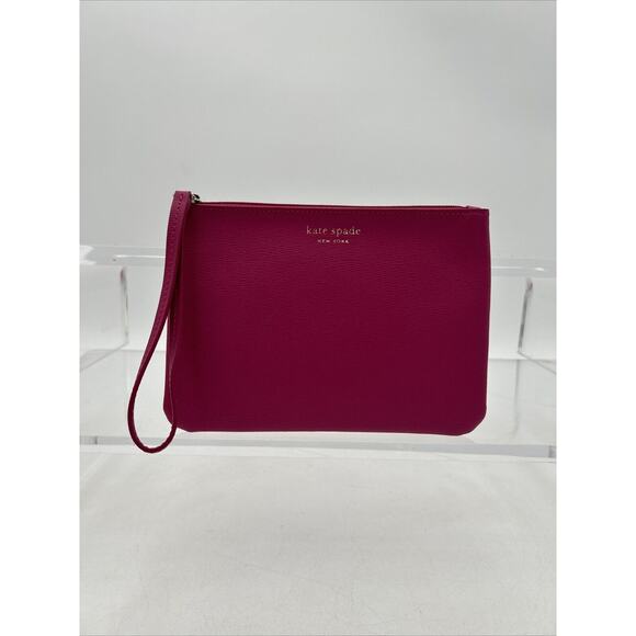 Kate Spade Keaton Medium L Zip Wristlet Dark Magenta 7" W x 5" H - Picture 2 of 11